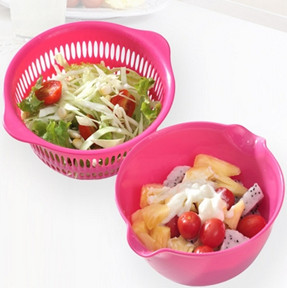 Fruit plastic drain basket mini double layer